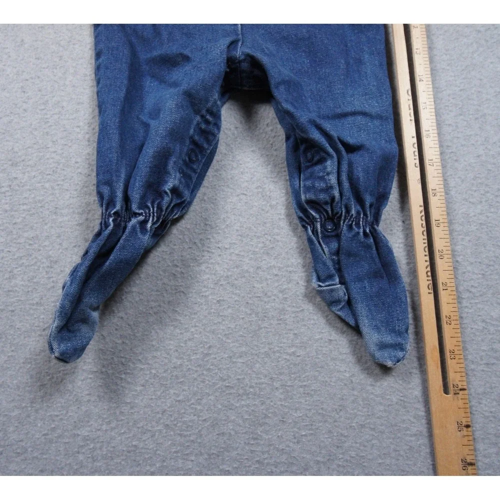 Vintage OshKosh Bgosh Vestbak Denim Footed Overalls Blue Made in USA 6-9 Months